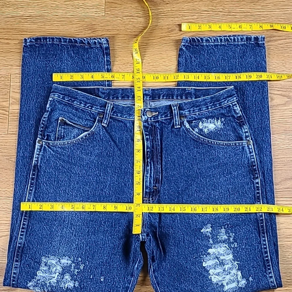 WRANGLER VINTAGE PREMIUM MENS STRAIGHT DISTRESSED LIKE NEWDENIM BLUE JEANS 36x31